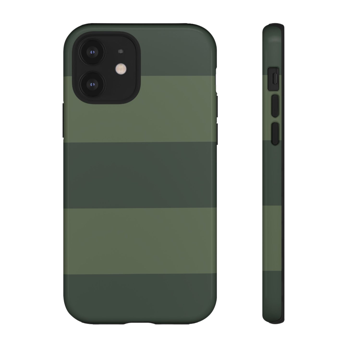 iPhone 12 / Glossy Phone Case - Green Horizontal Stripe Pattern Phone Case
