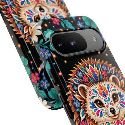 Vibrant Orange and Turquoise Calavera Hedgehog Phone Case - Multicolor Phone Case