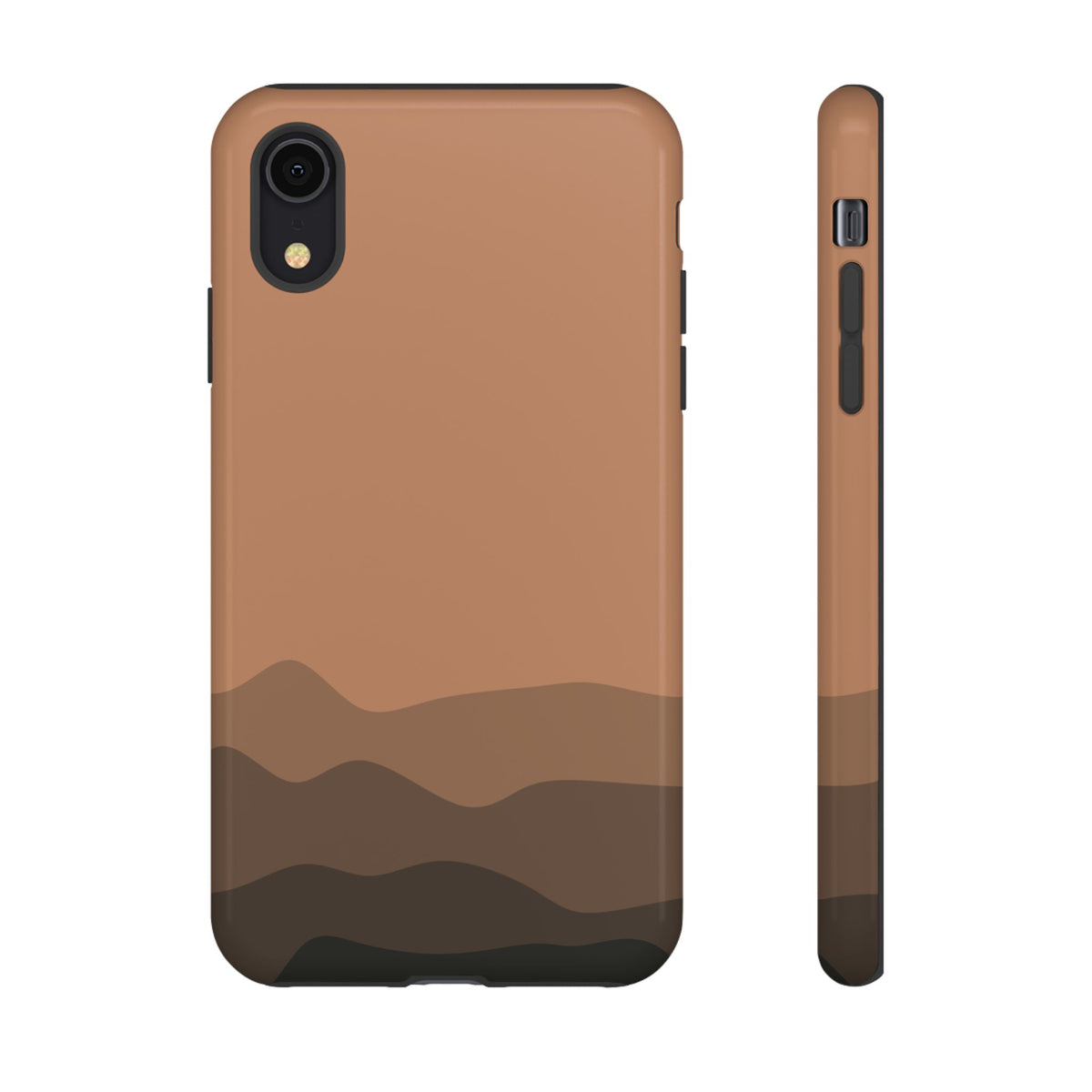 Brown Abstract Waves Protective Phone Case - Brown Phone Case - iPhone XR / Glossy