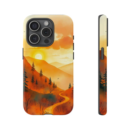 iPhone 15 Pro / Glossy Phone Case - Golden Sunset Design Phone Case