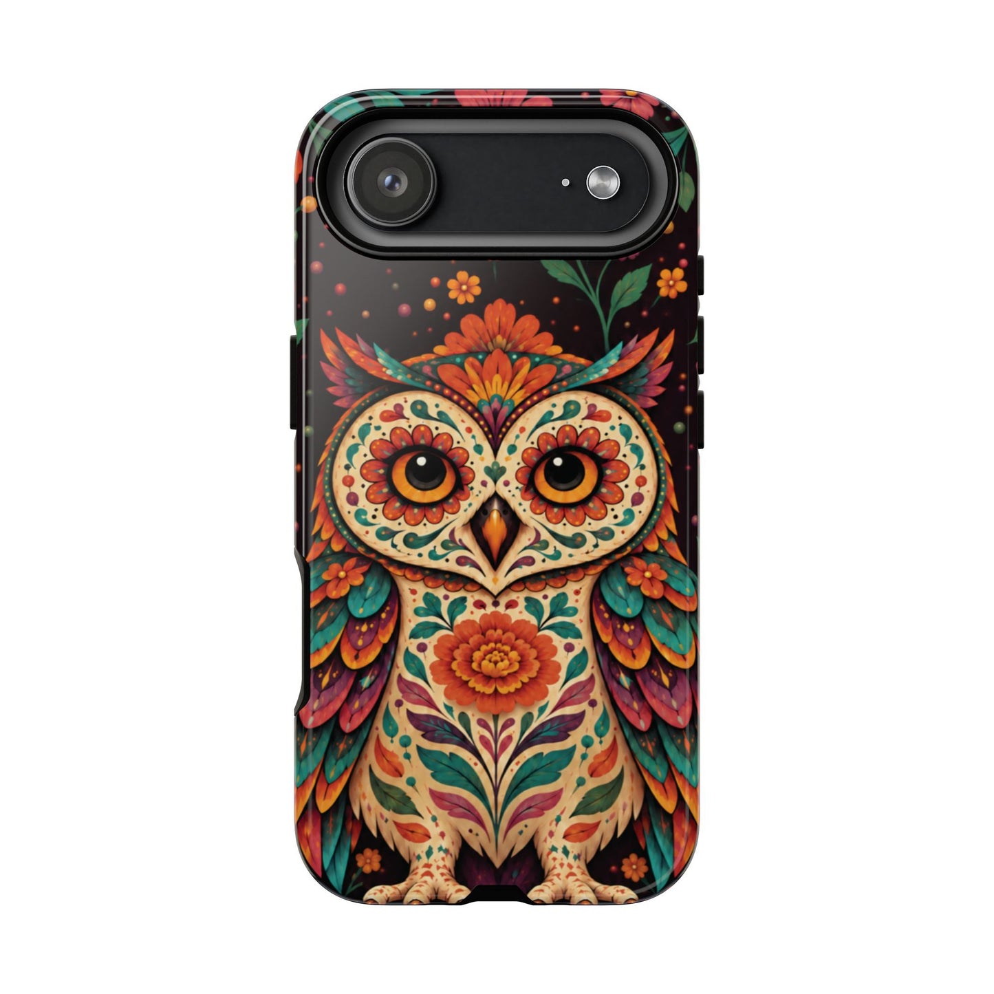 Vibrant Terracotta and Teal Calavera Owl Phone Case - Multicolor Phone Case - iPhone 17 Air / Glossy
