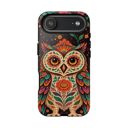 Vibrant Terracotta and Teal Calavera Owl Phone Case - Multicolor Phone Case - iPhone 17 Air / Glossy