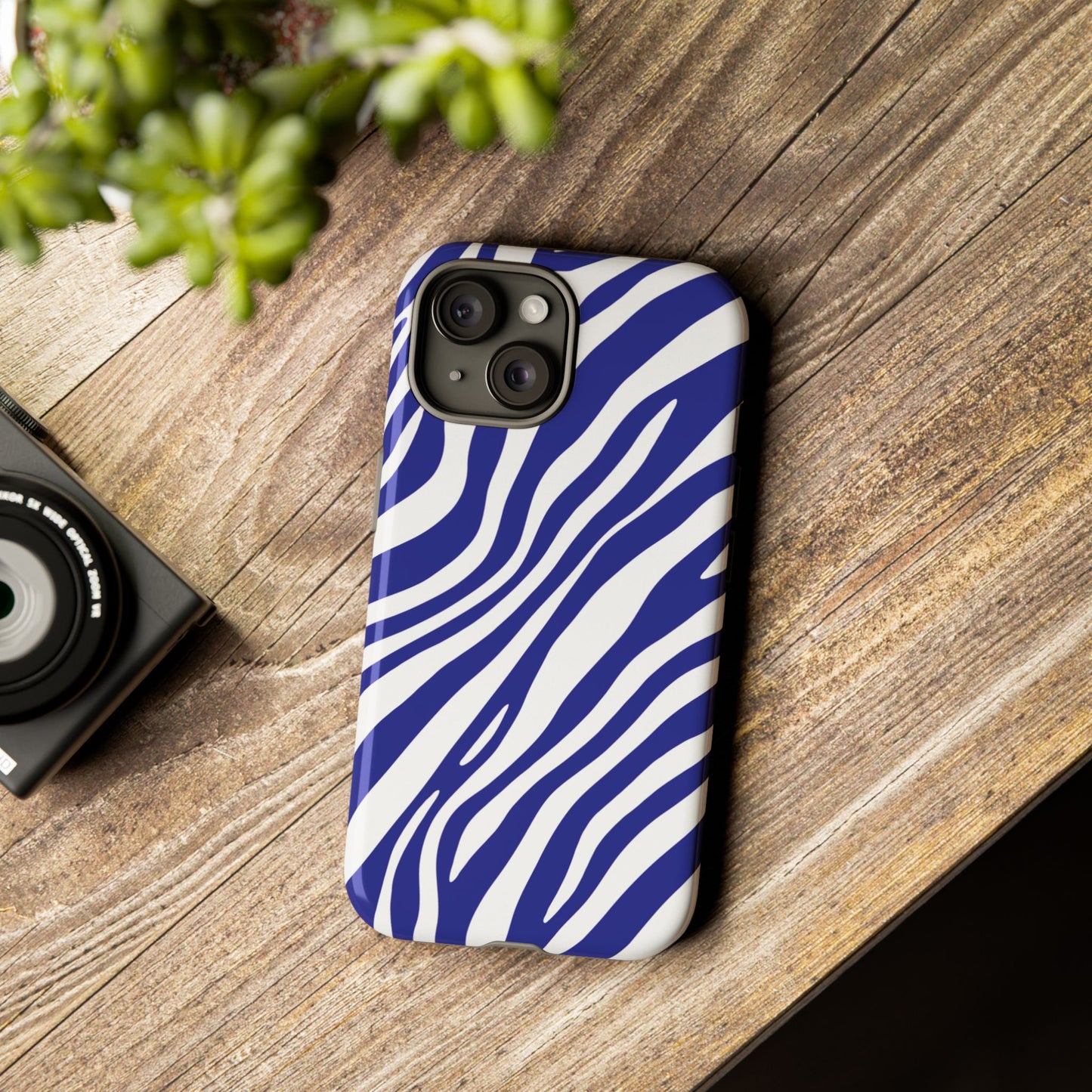 Modern Electric Blue Zebra Print Phone Case