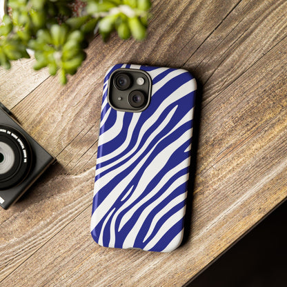 Modern Electric Blue Zebra Print Phone Case