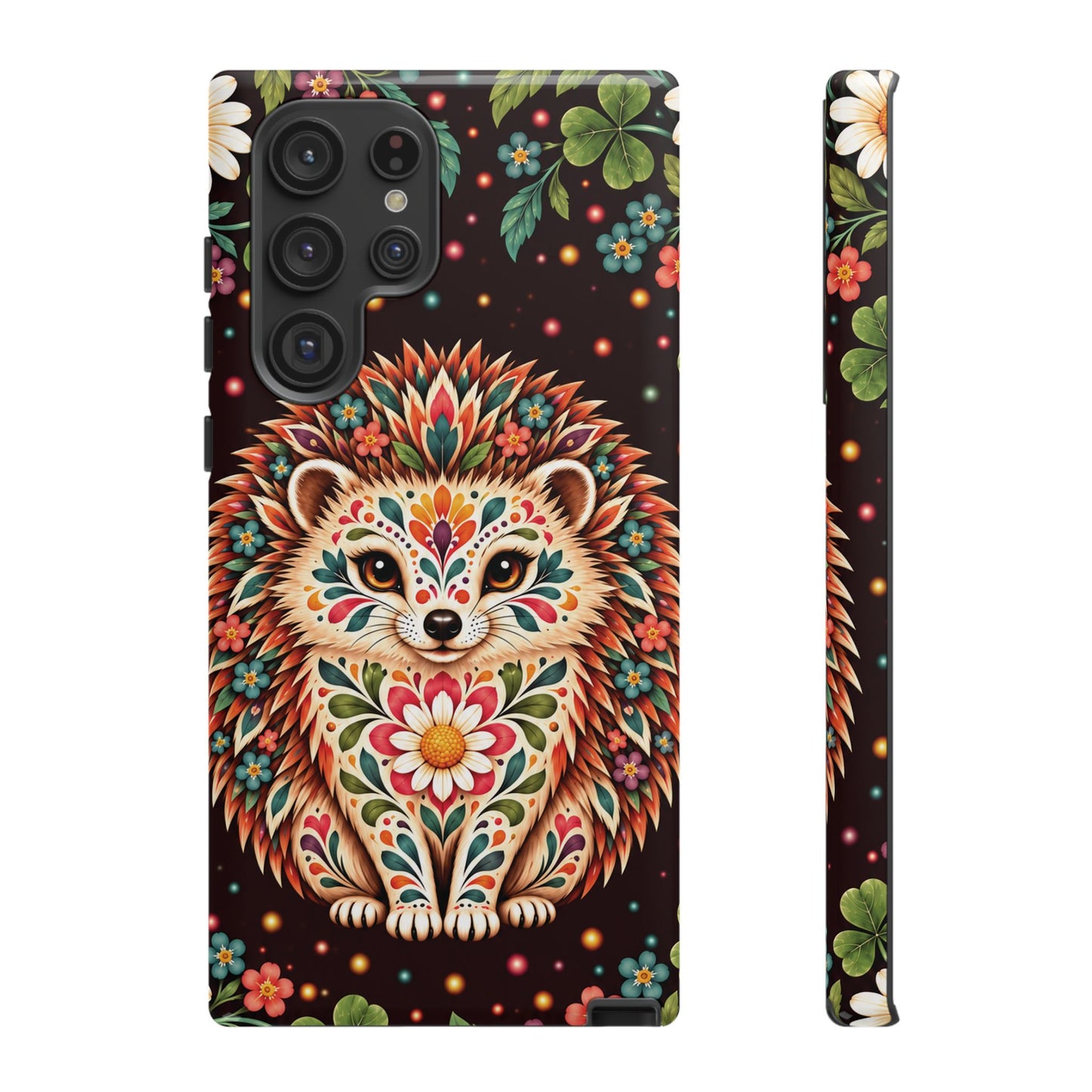 Vibrant Terracotta and Teal Calavera Hedgehog Phone Case - Multicolor Phone Case - Samsung Galaxy S22 Ultra / Glossy