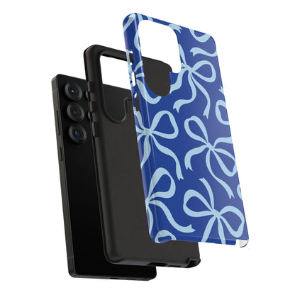 Bold Cobalt Blue and Powder Blue Bow Pattern Phone Case