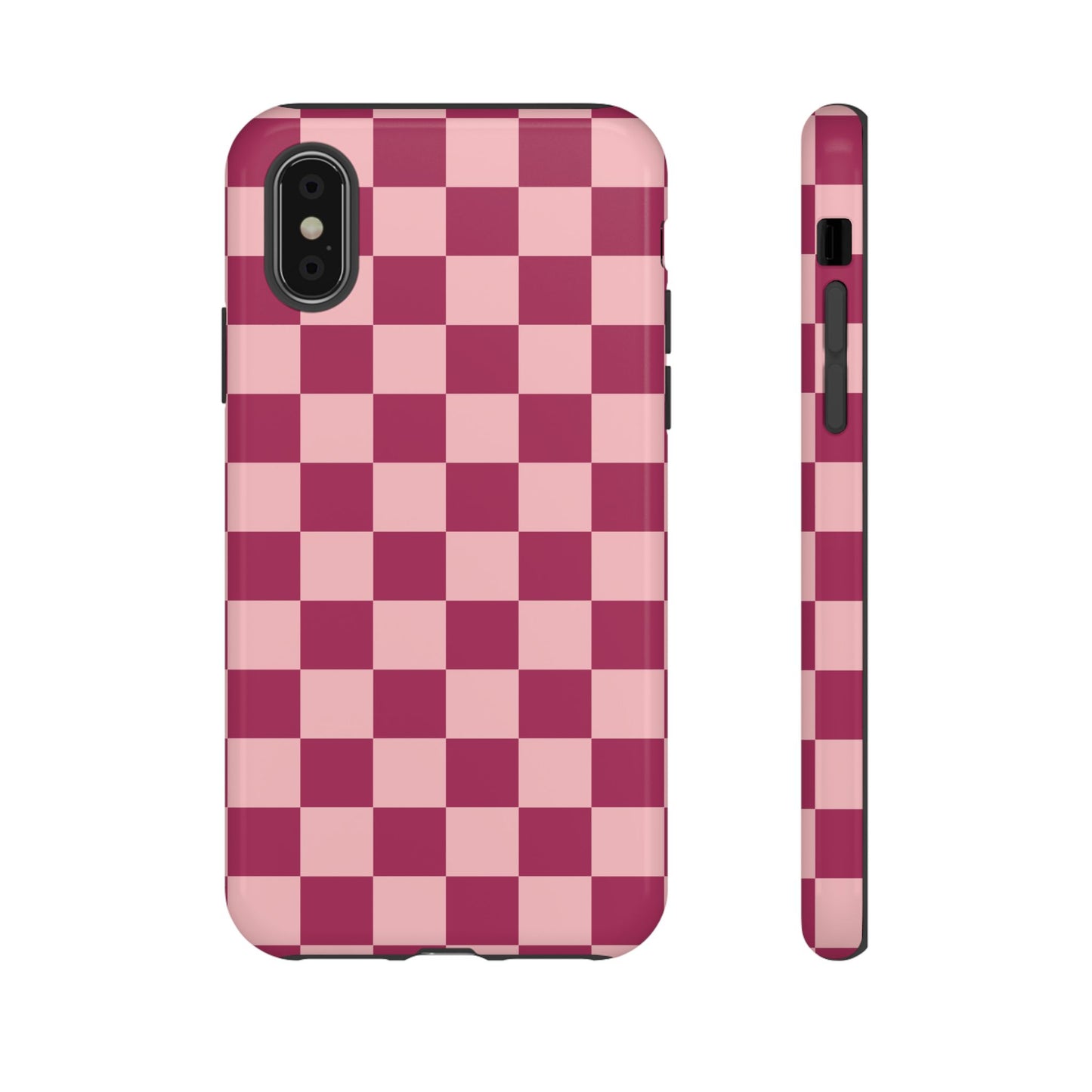 iPhone X / Glossy Phone Case - ’Pink Checkered Pattern’ Phone Case