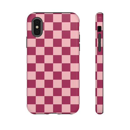 iPhone X / Glossy Phone Case - ’Pink Checkered Pattern’ Phone Case