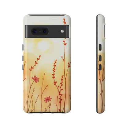 Google Pixel 7 / Glossy Phone Case - Boho Chic Watercolour Wildflower Dusk Pattern Phone Case