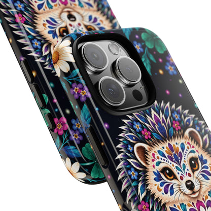 Vibrant Purple and Teal Calavera Hedgehog Phone Case - Multicolor Phone Case