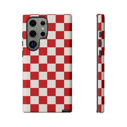 Samsung Galaxy S23 Ultra / Glossy Phone Case - ’Red Checkered Pattern’ Phone Case