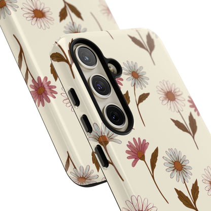 Pretty Cream & Rose Daisy Pattern Phone Case