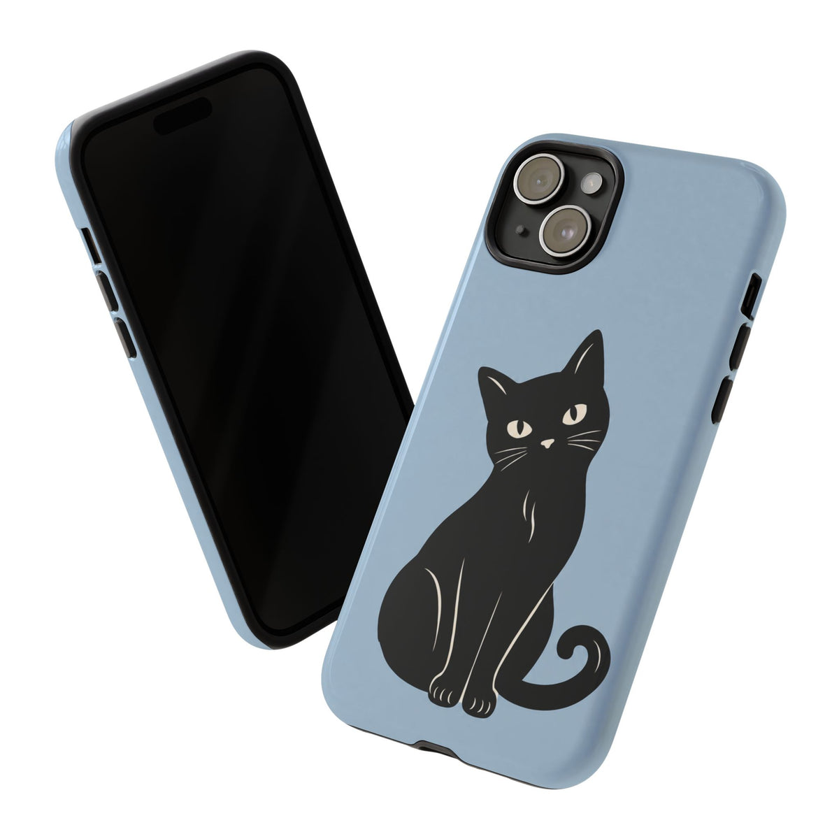 Minimalist Powder Blue & Black Cat Phone Case