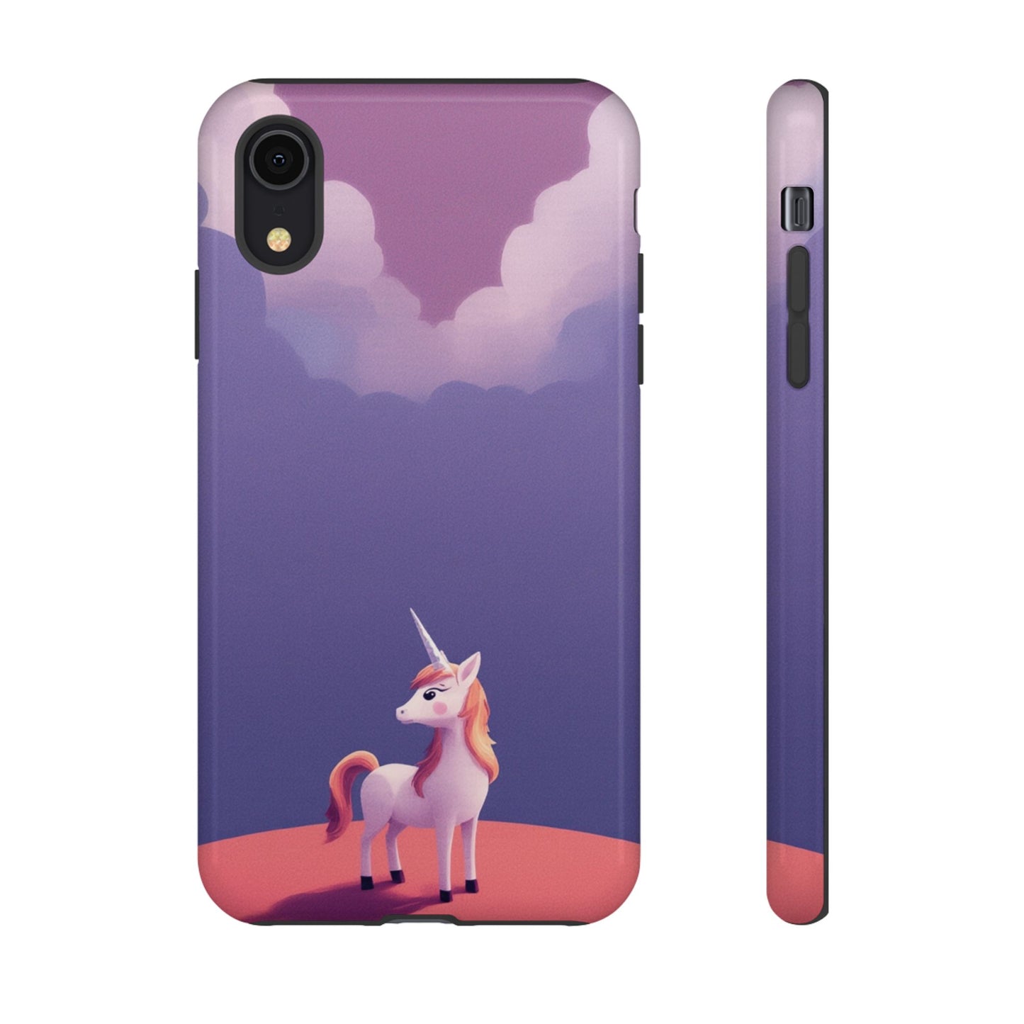 iPhone XR / Glossy Phone Case - Cute Unicorn & Cloud Design Phone Case