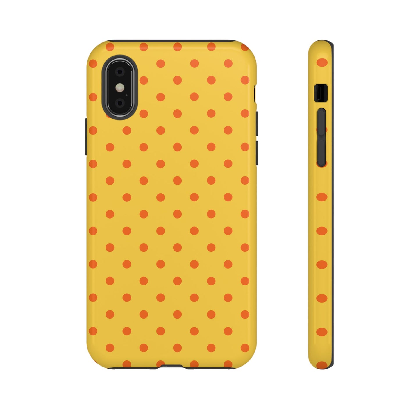 iPhone X / Glossy Phone Case - Trendy Yellow & Orange Dot Pattern Phone Case
