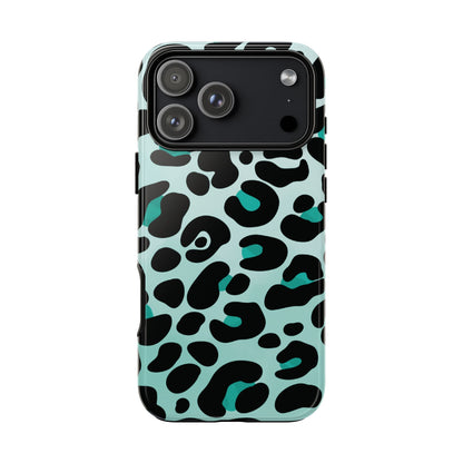 Cool Aqua Leopard Print Phone Case