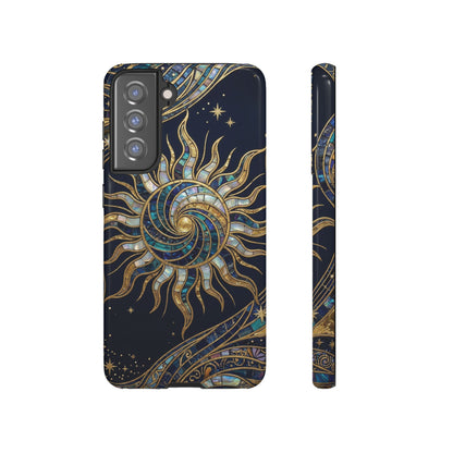 Elegant Navy & Gold Solar Spiral Phone Case