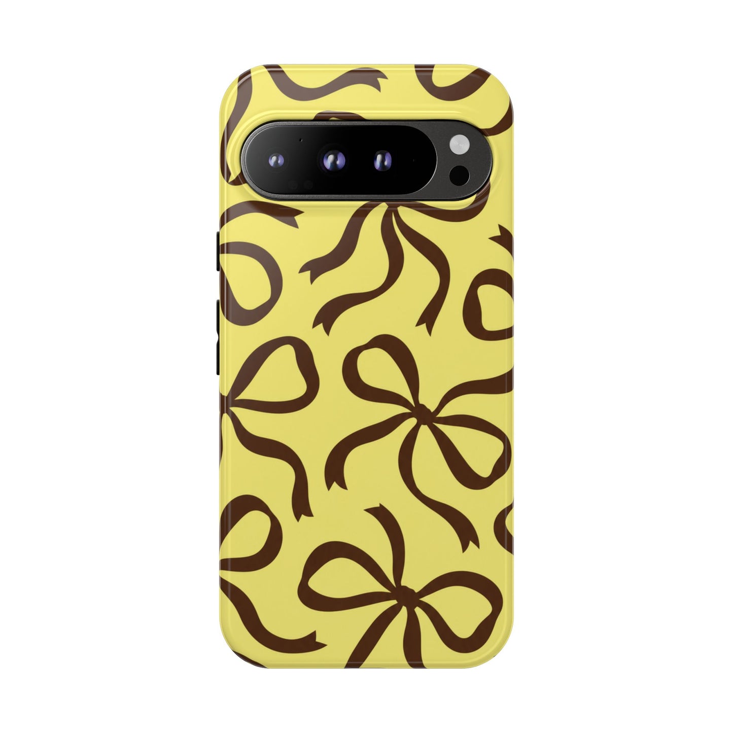 Bold Butter Yellow and Chocolate Brown Bow Pattern Phone Case