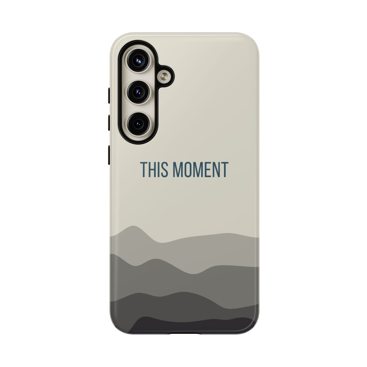 Samsung Galaxy S24 Plus / Glossy Phone Case - Minimalist Cream Waves ’This Moment’ Statement Phone Case