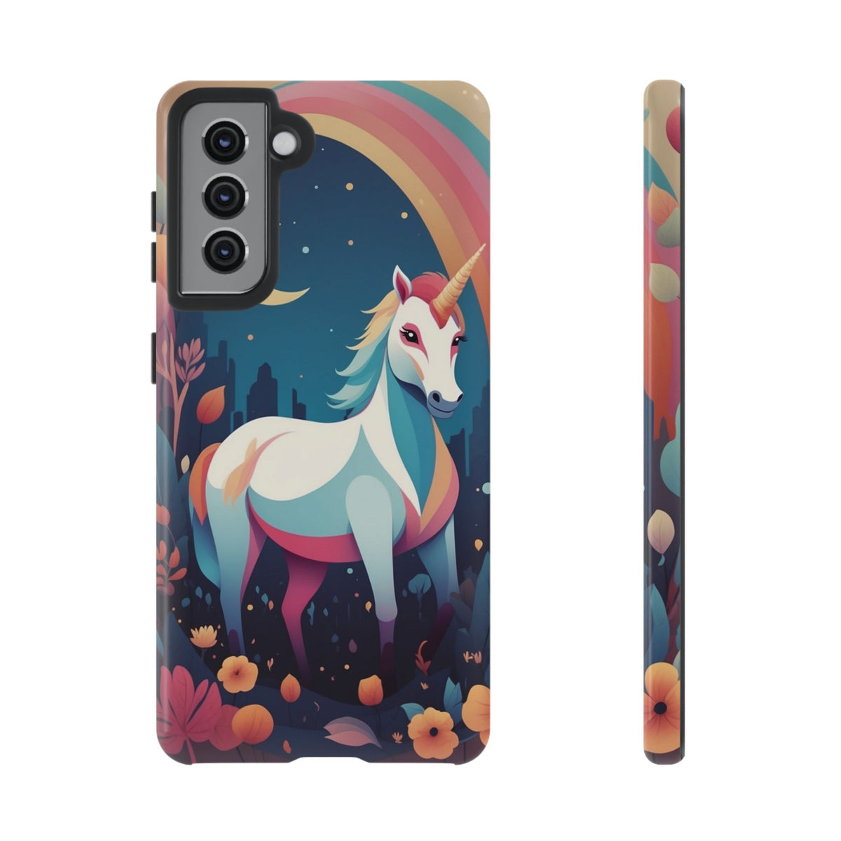 Stylised Unicorn & Rainbow Design Phone Case - Multicolor Phone Case - Samsung Galaxy S21 / Glossy