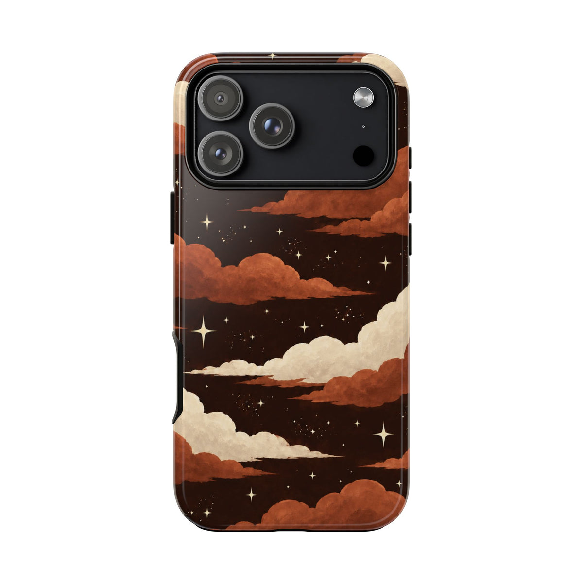 Illustrated Burnt Orange Clouds & Stars Phone Case