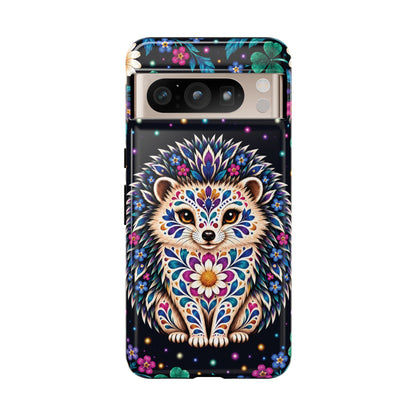 Vibrant Purple and Teal Calavera Hedgehog Phone Case - Multicolor Phone Case - Google Pixel 8 Pro / Glossy