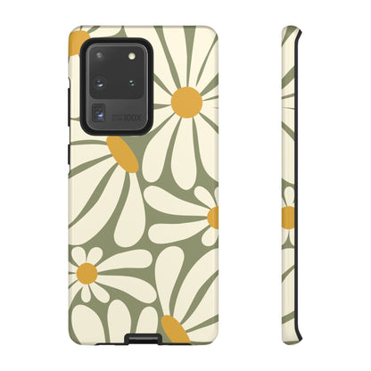 Samsung Galaxy S20 Ultra / Glossy Phone Case - ’Retro Green Daisy Pattern #1’ Phone Case