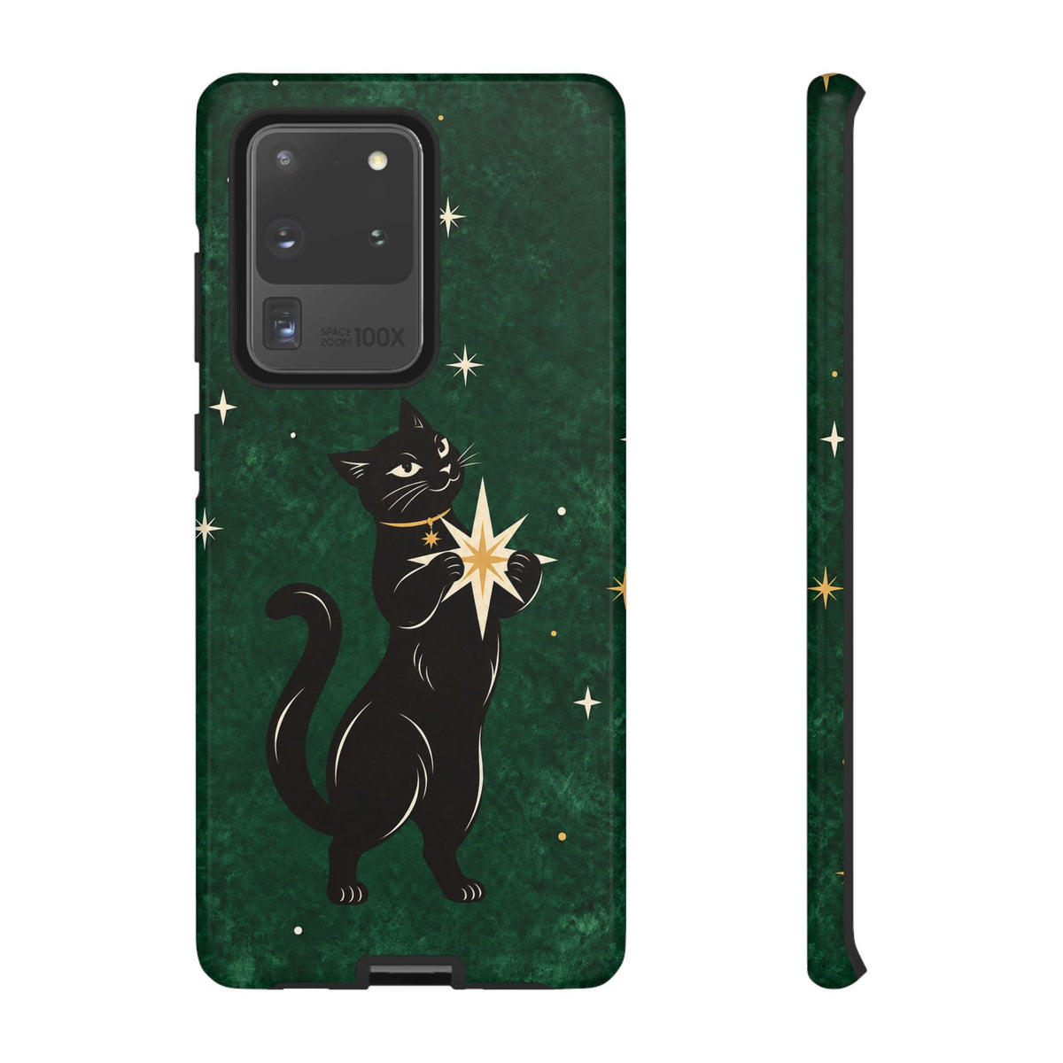 Forest Green Celestial Black Cat Phone Case - Green Phone Case - Samsung Galaxy S20 Ultra / Glossy