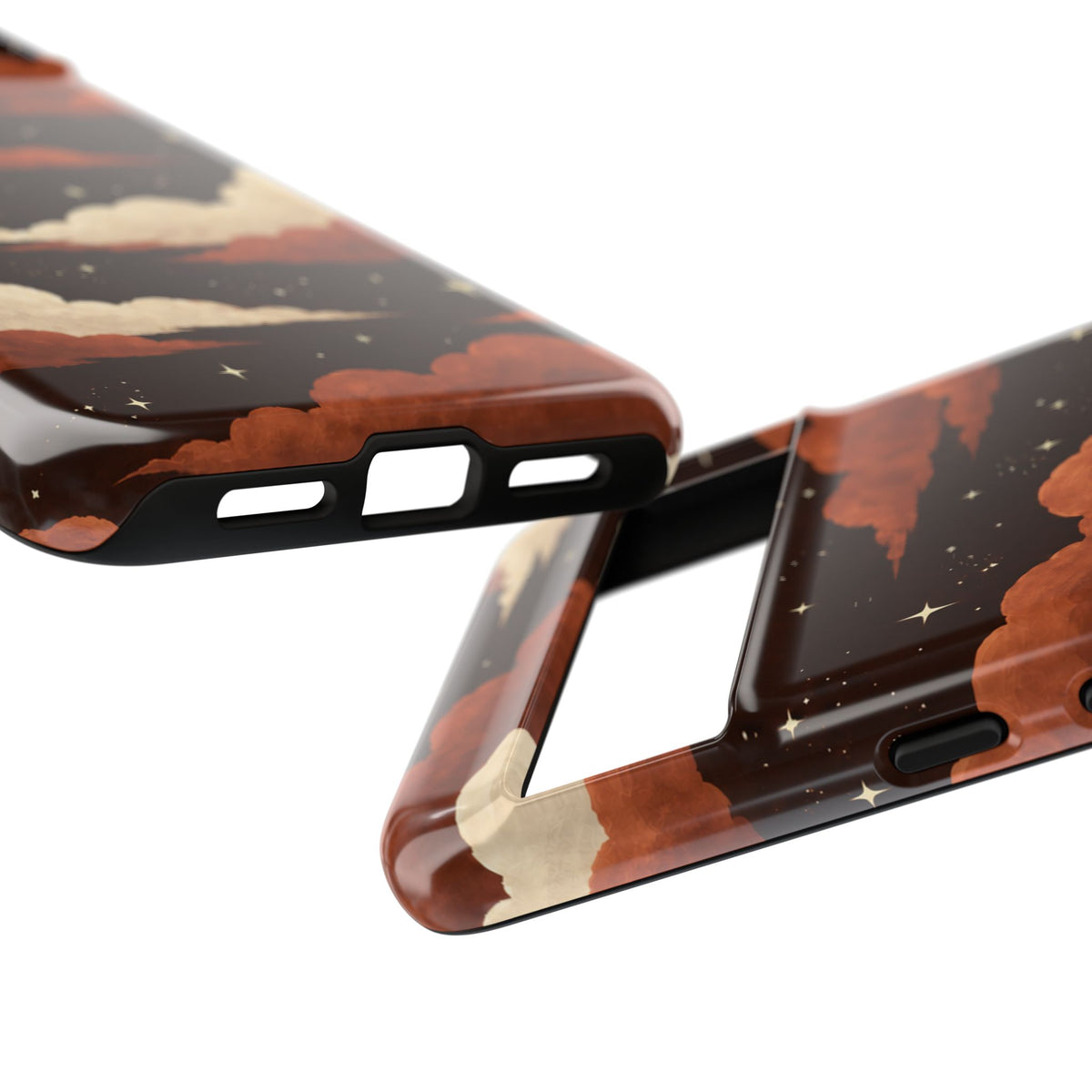 Illustrated Burnt Orange Clouds & Stars Phone Case