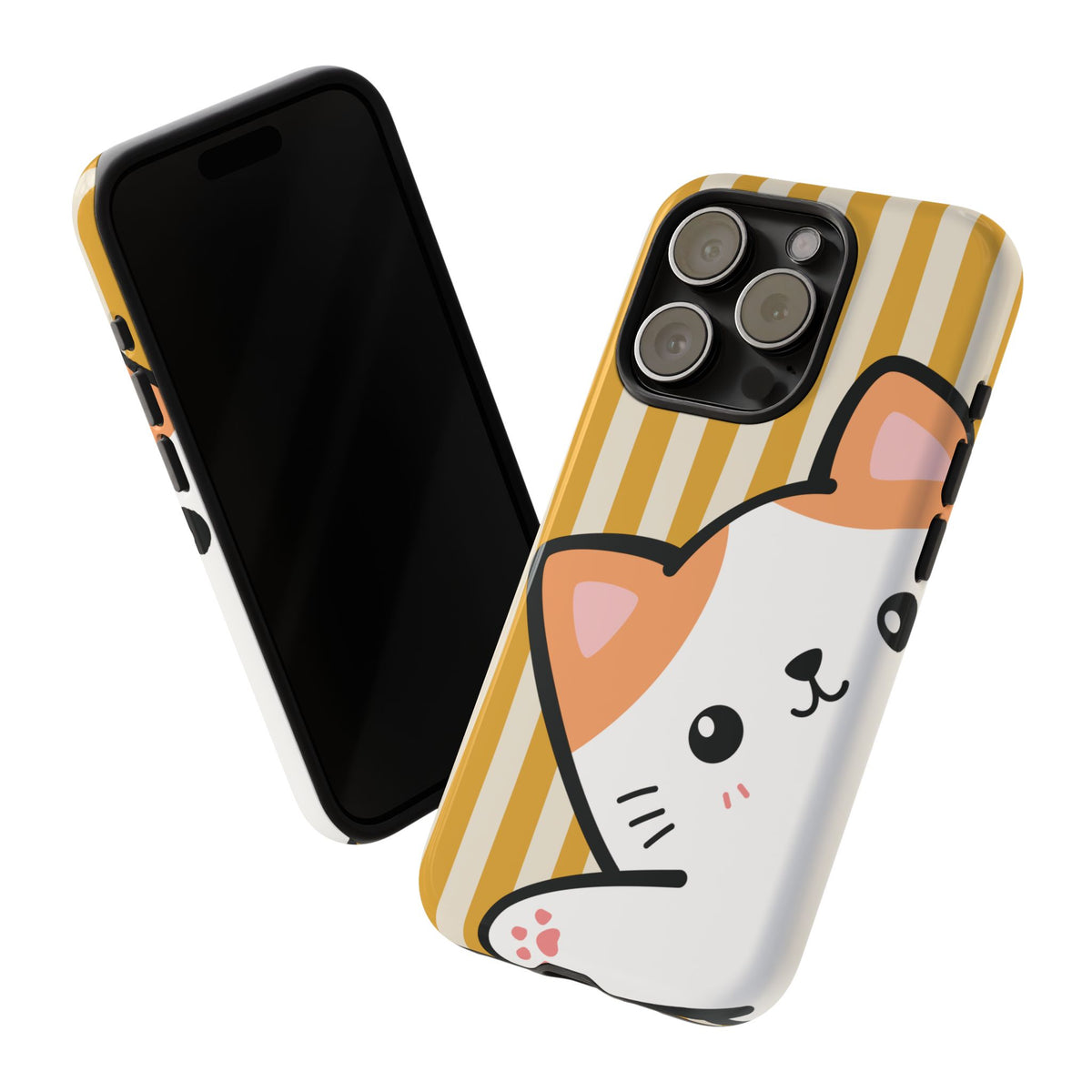 Playful Peakaboo Cat with Yellow Stripe Pattern Phone Case - Yellow Phone Case
