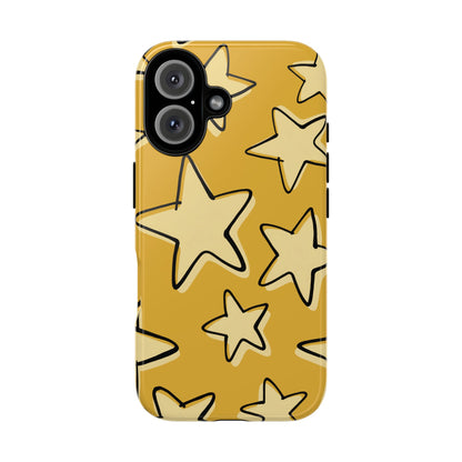 Golden Yellow Doodle Star Phone Case