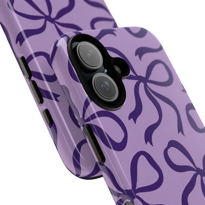 Bold Lilac and Deep Purple Bow Pattern Phone Case