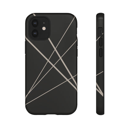 iPhone 12 Mini / Glossy Phone Case - Abstract Black with Grey Lines Phone Case