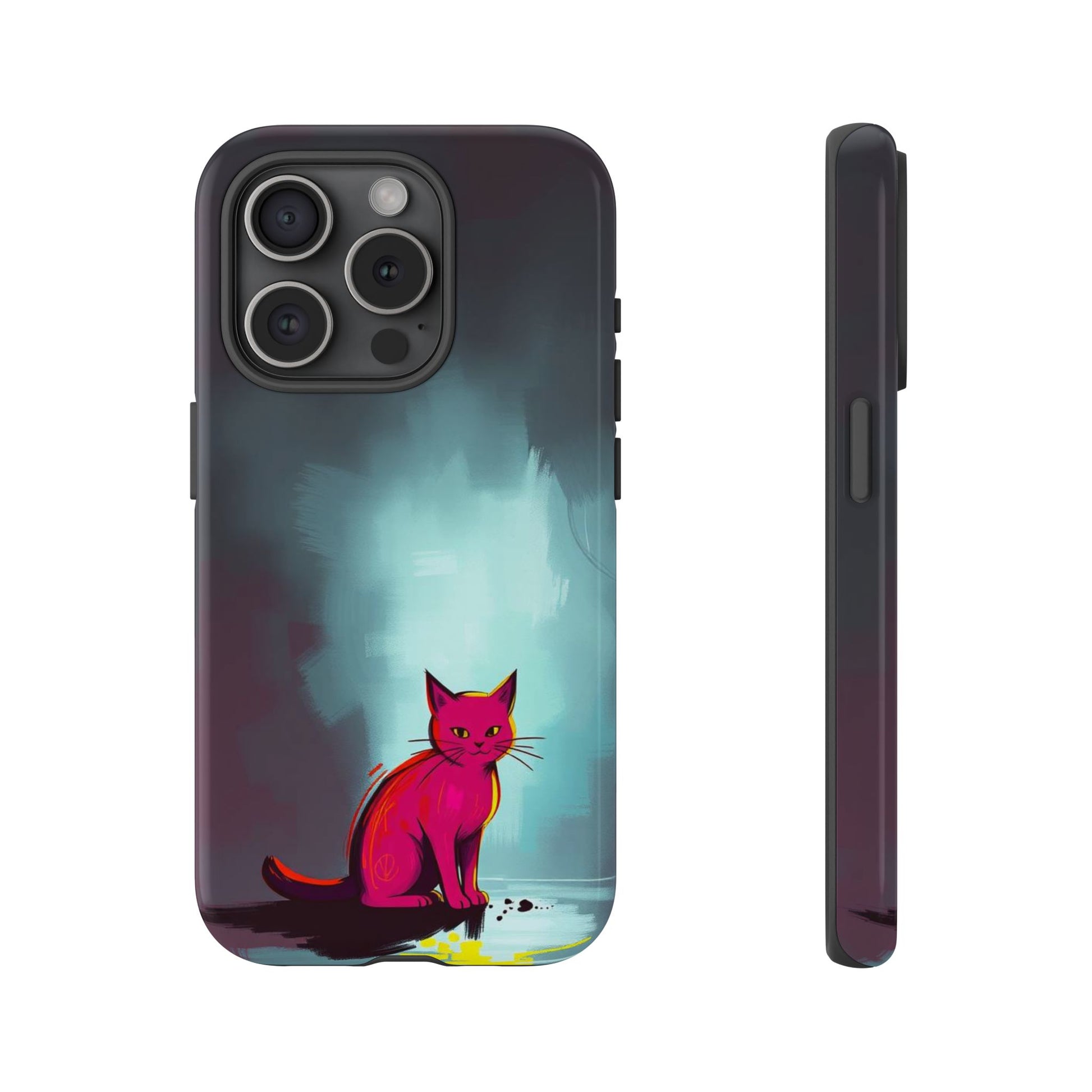 Pop Art Moody Cat Design Phone Case - Multicolor Phone Case - iPhone 15 Pro / Glossy