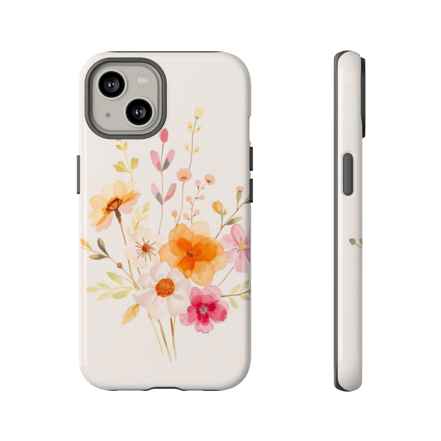 iPhone 14 / Glossy Phone Case - Boho Chic Watercolour Flower Pattern Phone Case