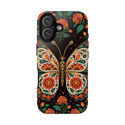 Vibrant Terracotta and Teal Calavera Butterfly Phone Case - Multicolor Phone Case - iPhone 17 / Glossy