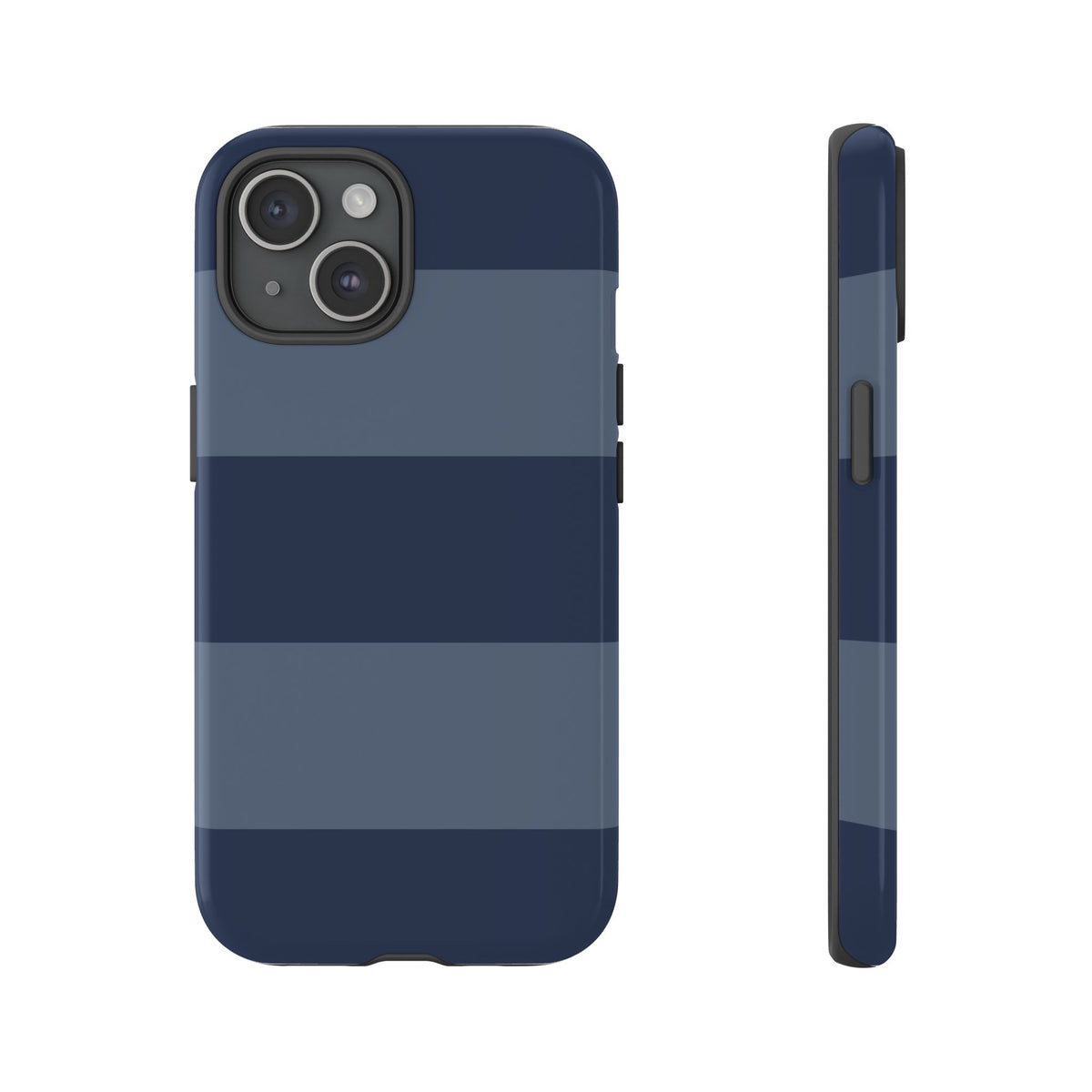 Dark Blue Horizontal Stripe Pattern Phone Case - Blue Phone Case - iPhone 15 / Glossy