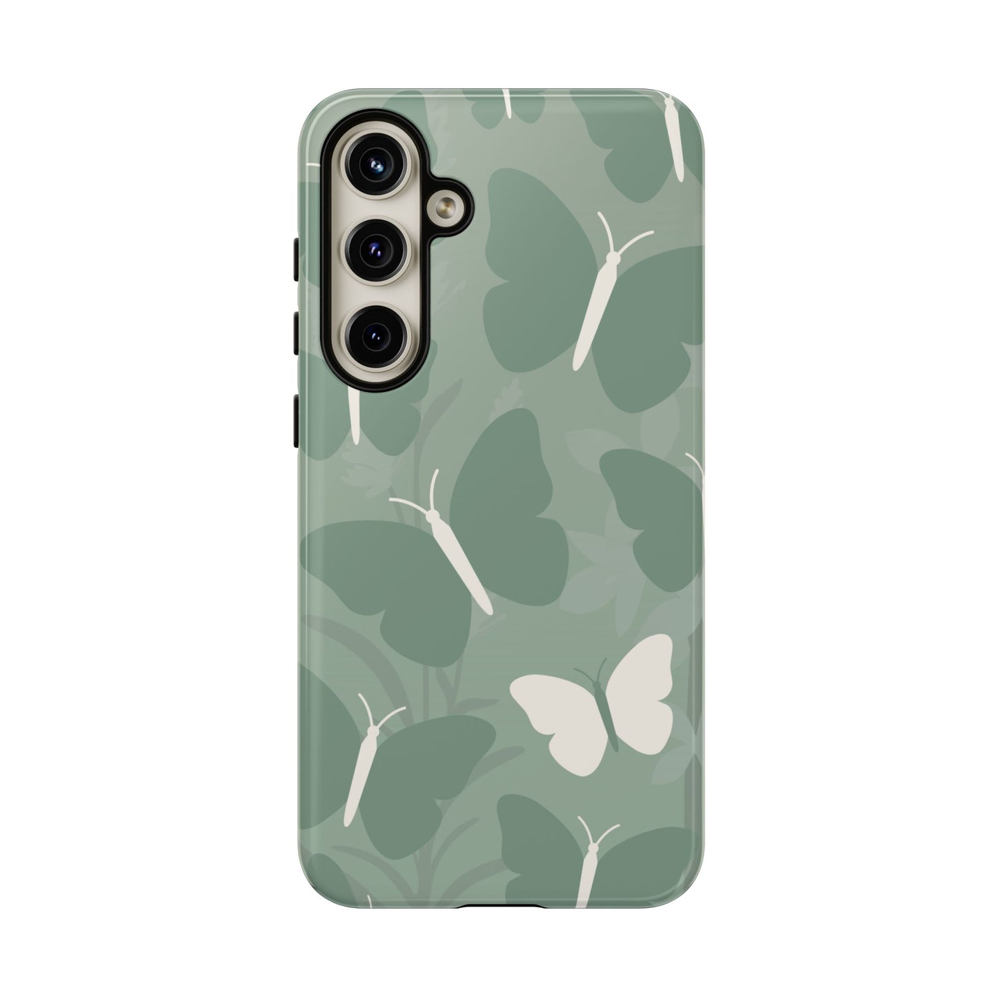 Samsung Galaxy S24 Plus / Glossy Phone Case - Minimalist Mint Green Butterfly Pattern Phone Case