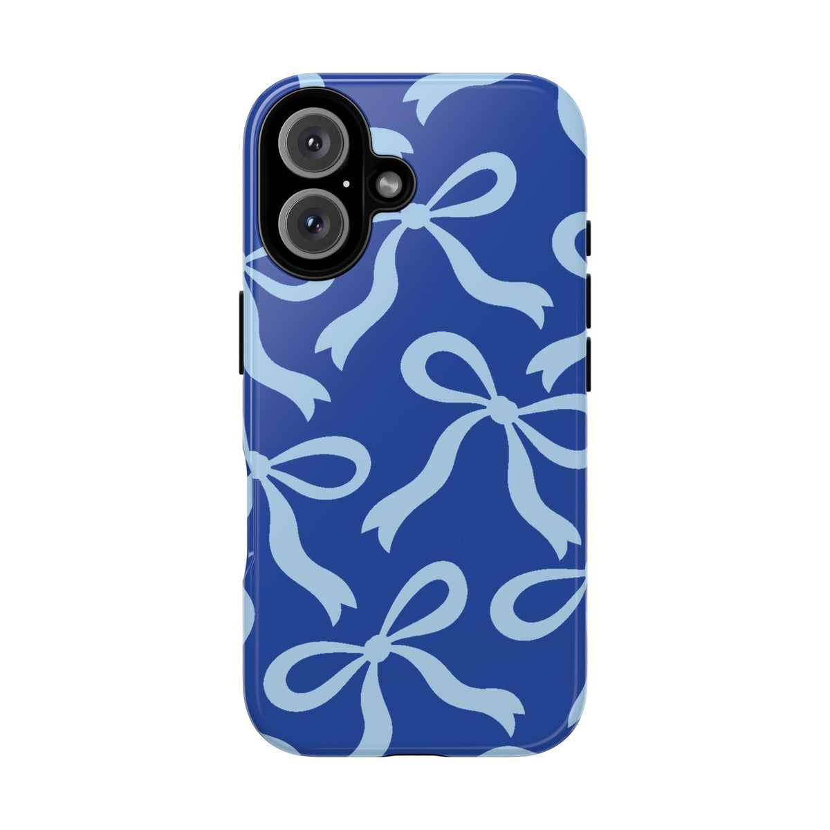 Bold Cobalt Blue and Powder Blue Bow Pattern Phone Case - Blue Phone Case - iPhone 16 / Glossy