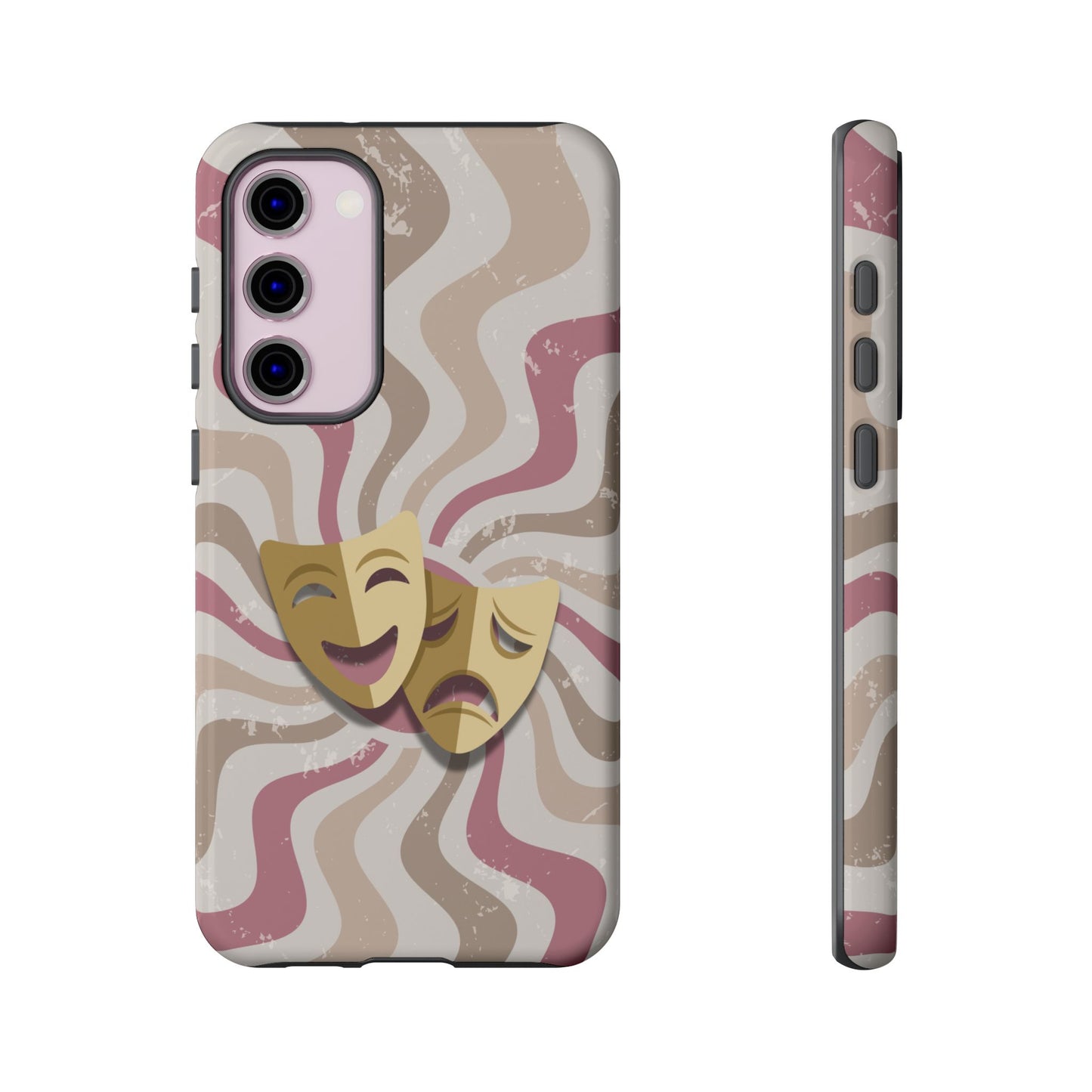 Comedy & Tragedy Masks – Pink Minimal Retro Wave Phone Case - Pink Phone Case - Samsung Galaxy S23 Plus / Glossy