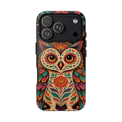 Vibrant Terracotta and Teal Calavera Owl Phone Case - Multicolor Phone Case - iPhone 18 Pro / Glossy