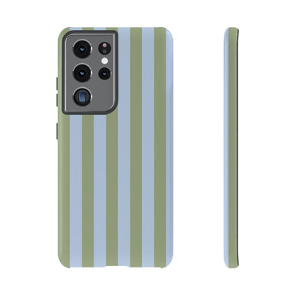 Trendy Ice Blue & Green Stripe Pattern Phone Case - Blue Phone Case - Samsung Galaxy S21 Ultra / Glossy