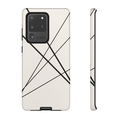 Abstract White with Black Lines Phone Case - White Phone Case - Samsung Galaxy S20 Ultra / Glossy