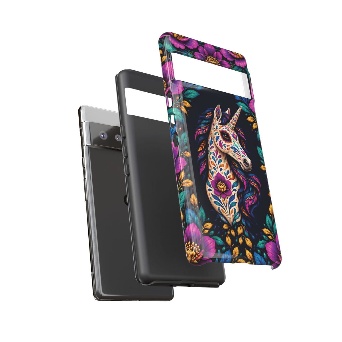 Elegant Purple and Teal Calavera Unicorn Phone Case - Phone Case