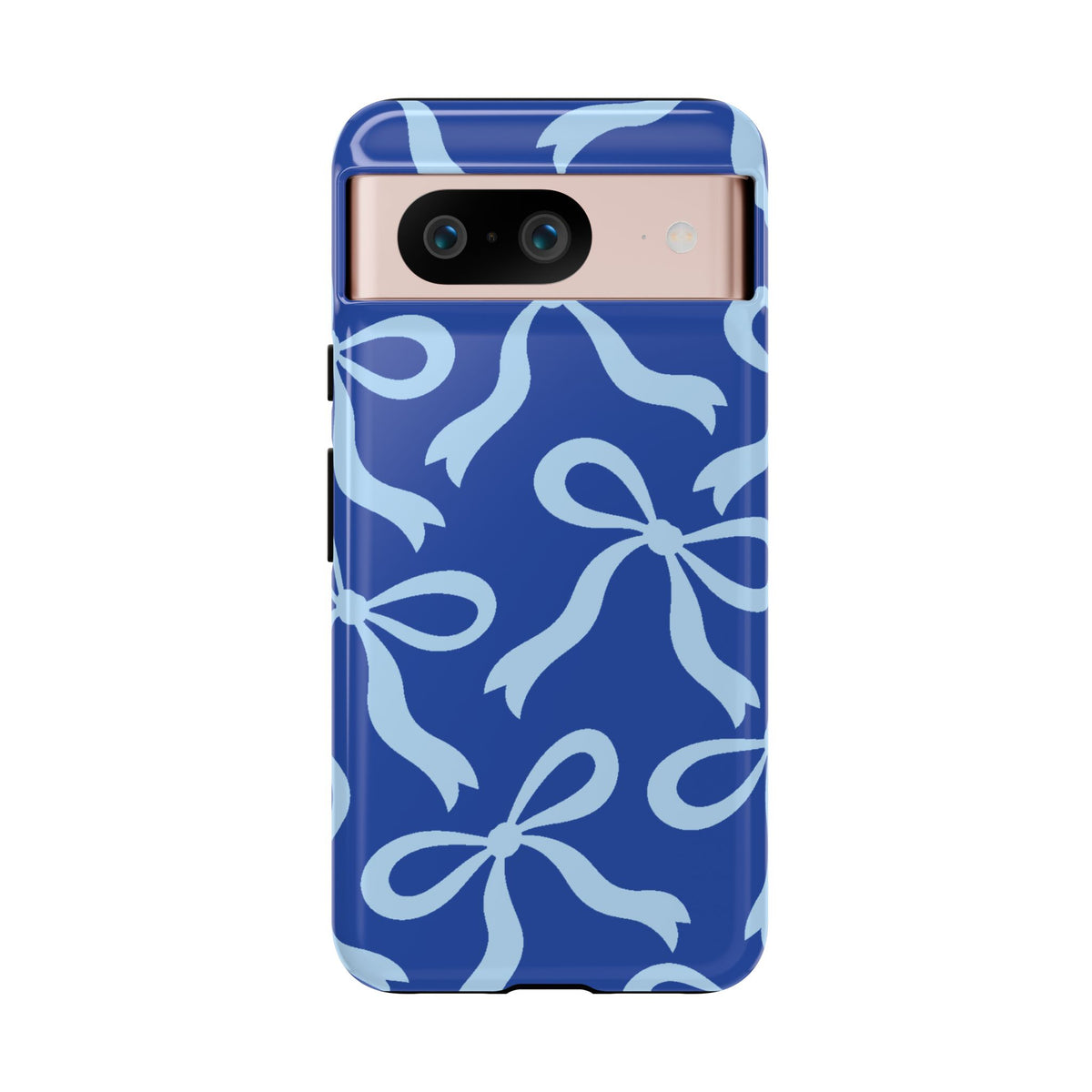 Bold Cobalt Blue and Powder Blue Bow Pattern Phone Case - Blue Phone Case - Google Pixel 8 / Glossy