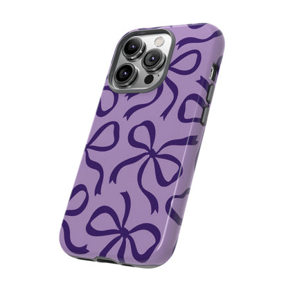 Bold Lilac and Deep Purple Bow Pattern Phone Case