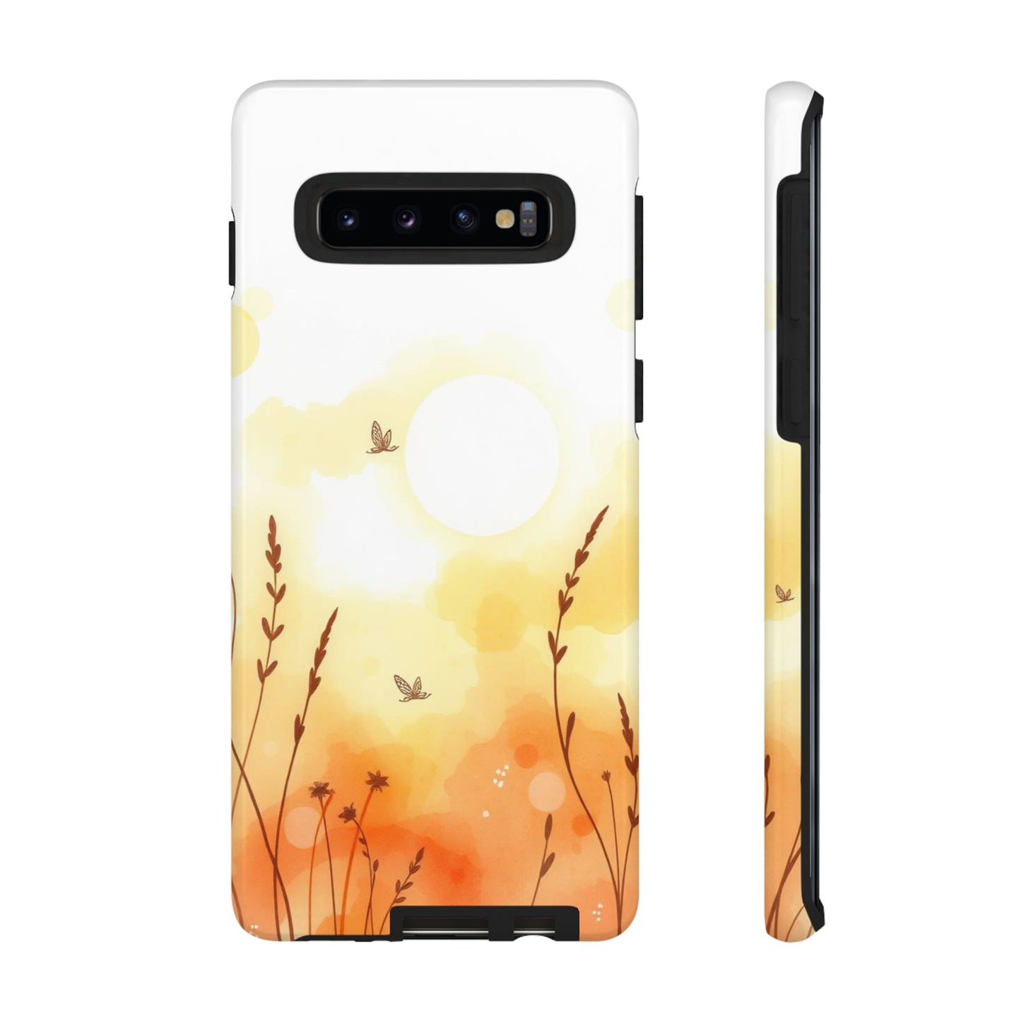 Samsung Galaxy S10 / Glossy Phone Case - Boho Chic Watercolour Wildflower Pattern Phone Case
