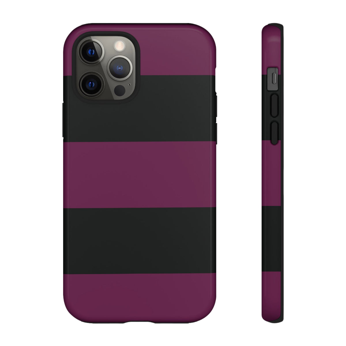 Purple & Black Horizontal Stripe Pattern Phone Case - Purple Phone Case - iPhone 12 Pro / Glossy