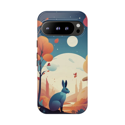 Google Pixel 9 Pro / Glossy Phone Case - Stylised Blue Hare Design Phone Case