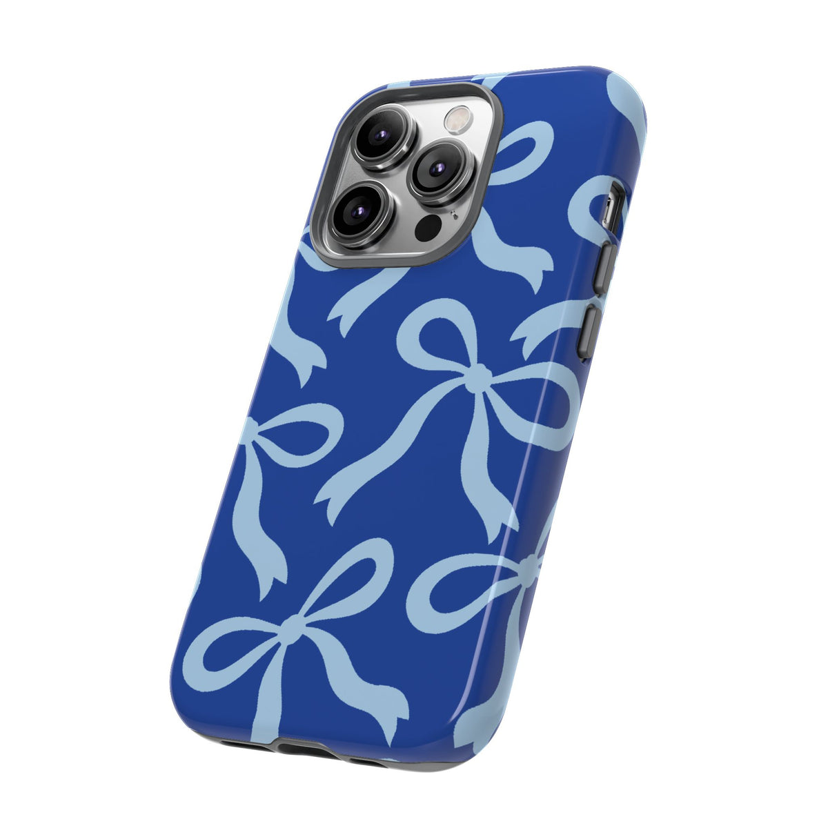 Bold Cobalt Blue and Powder Blue Bow Pattern Phone Case - Blue Phone Case